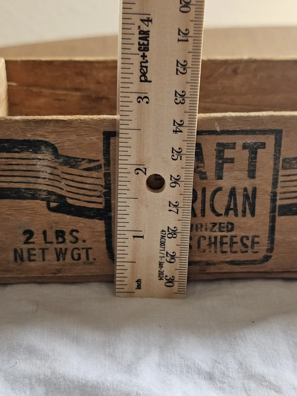 Vintage Kraft American Cheese Wood Crate Box 2LB Split